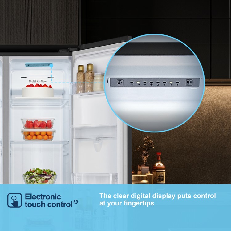 Fridgemaster 439 Litre Side-by-Side American Fridge Freezer - Black