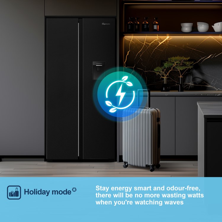 Fridgemaster 439 Litre Side-by-Side American Fridge Freezer - Black