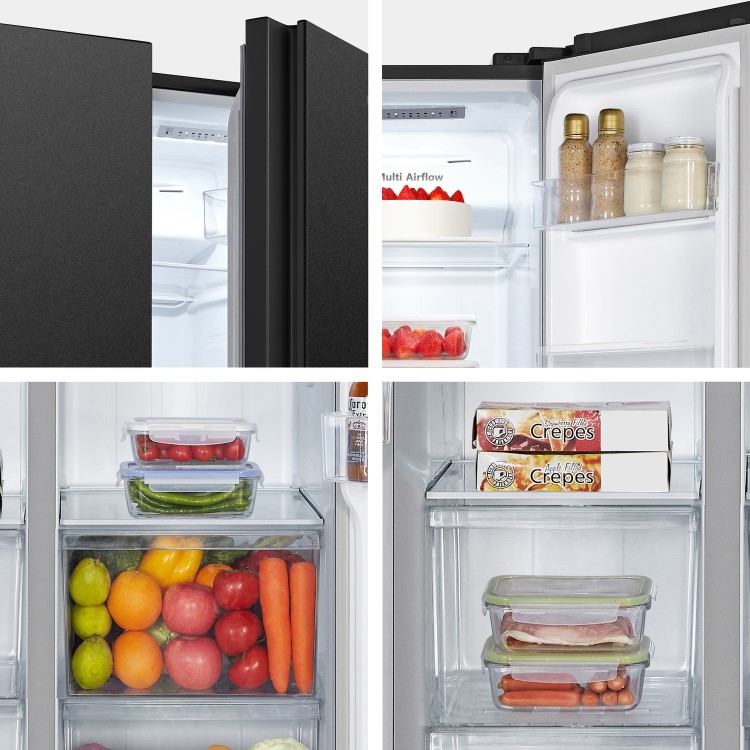 Fridgemaster 439 Litre Side-by-Side American Fridge Freezer - Black