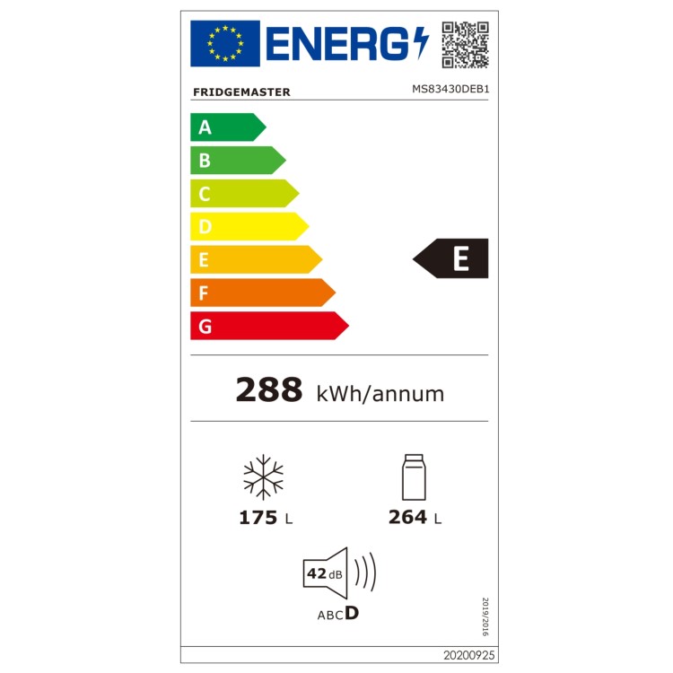 Fridgemaster 439 Litre Side-by-Side American Fridge Freezer - Black
