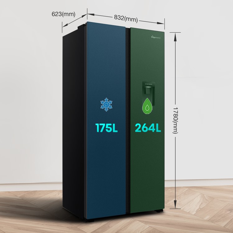 Fridgemaster 439 Litre Side-by-Side American Fridge Freezer - Black