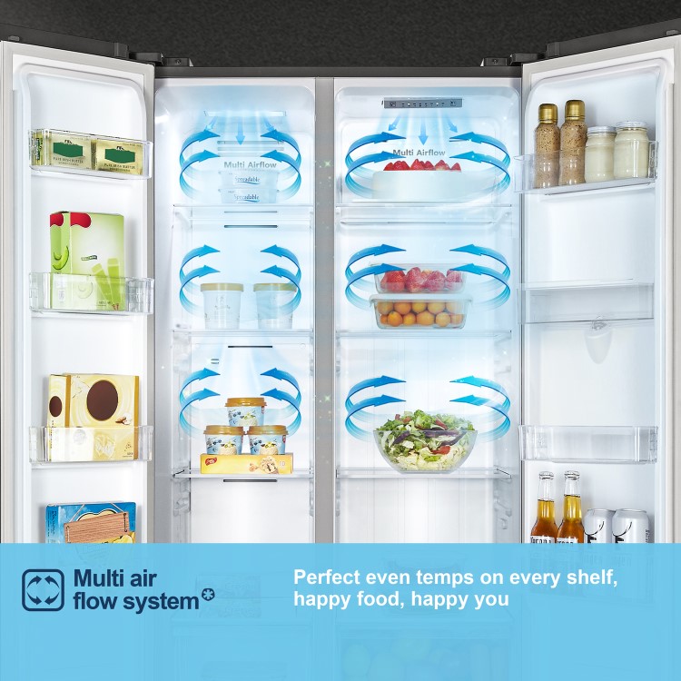 Fridgemaster 439 Litre Side-by-Side American Fridge Freezer - Black