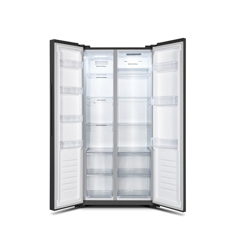 Refurbished Fridgemaster MS83430EB Freestanding 441 Litre Frost Free American Fridge Freezer Black