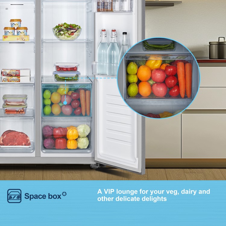 Fridgemaster 441 Litre Side-By-Side American Fridge Freezer - Silver