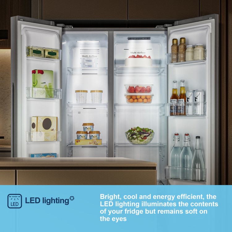 Fridgemaster 441 Litre Side-By-Side American Fridge Freezer - Silver