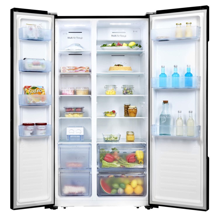 GRADE A1 - Fridgemaster MS91518FFB Frost Free Side-by-side American Fridge Freezer - Black