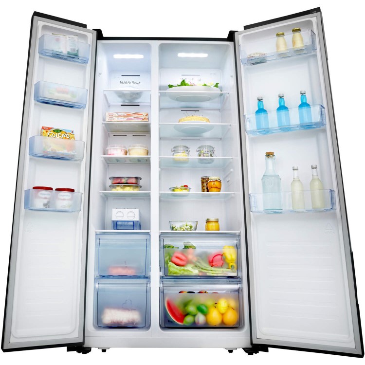 GRADE A1 - Fridgemaster MS91518FFB Frost Free Side-by-side American Fridge Freezer - Black