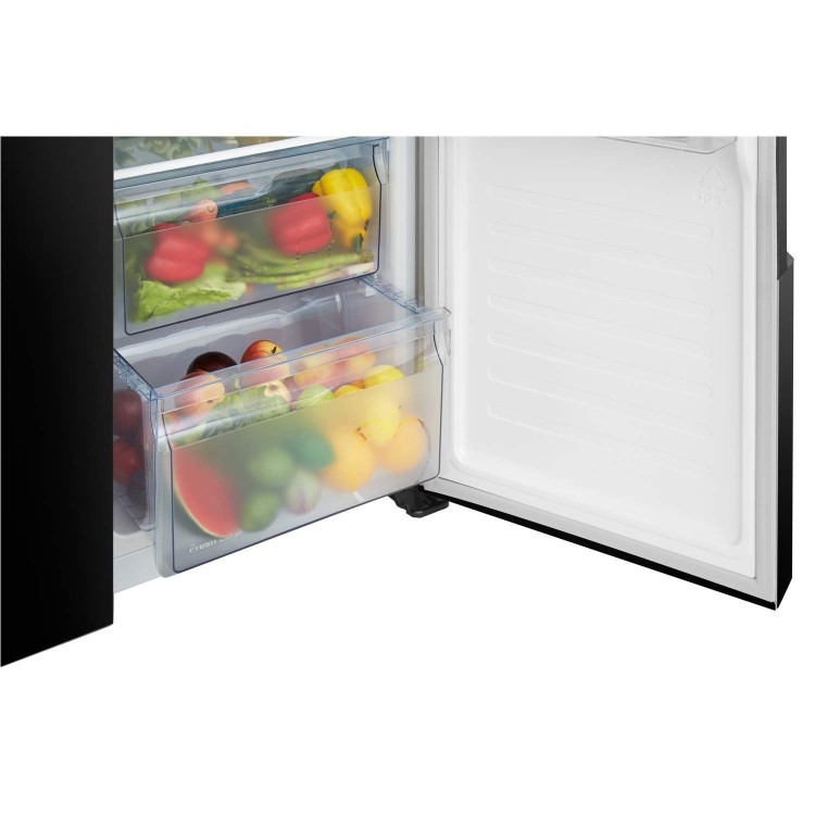 GRADE A1 - Fridgemaster MS91518FFB Frost Free Side-by-side American Fridge Freezer - Black
