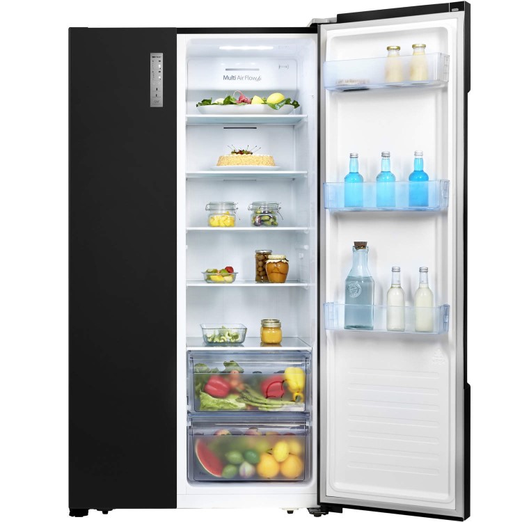 GRADE A1 - Fridgemaster MS91518FFB Frost Free Side-by-side American Fridge Freezer - Black