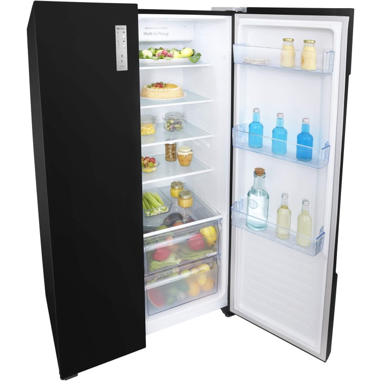 GRADE A1 - Fridgemaster MS91518FFB Frost Free Side-by-side American Fridge Freezer - Black