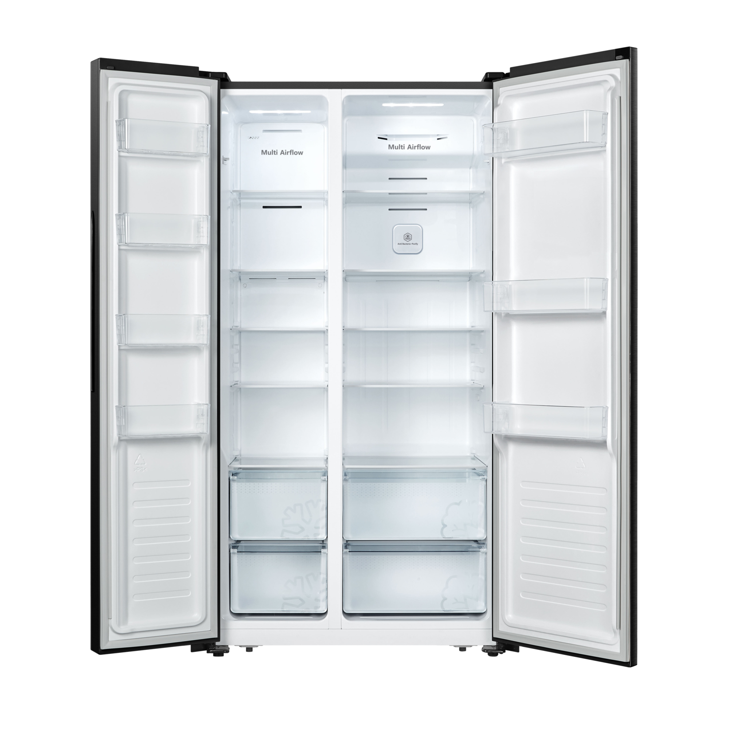 Freezer Back Side Fridgemaster 519 Litre Side-By-Side American Fridge Freezer - Black ...