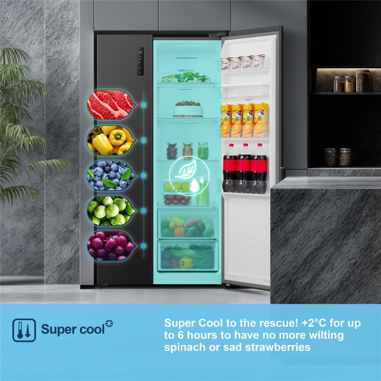 Fridgemaster 544 Litre Side-by-Side American Fridge Freezer - Black