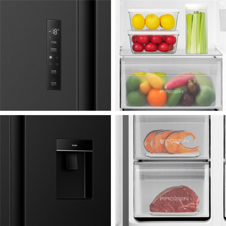 Fridgemaster 544 Litre Side-by-Side American Fridge Freezer - Black