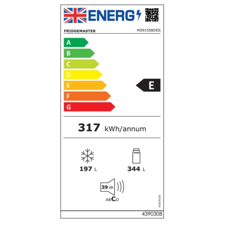 Fridgemaster 544 Litre Side-By-Side American Fridge Freezer - Silver