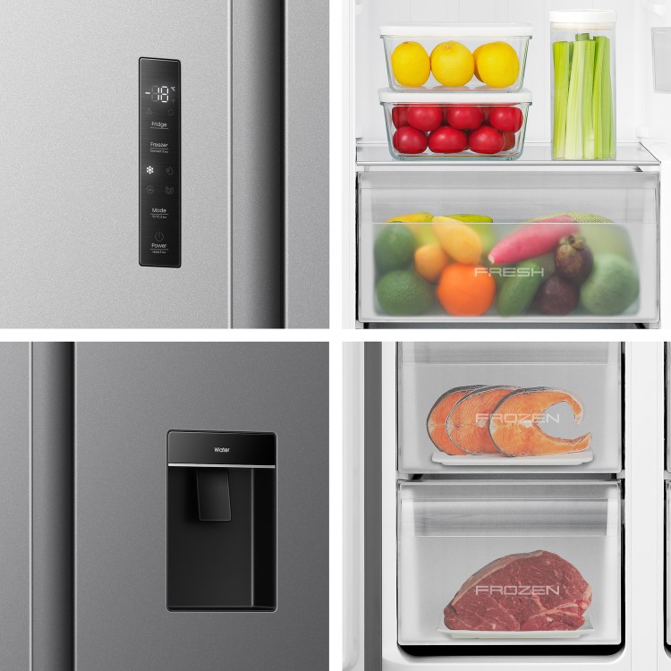 Fridgemaster 544 Litre Side-By-Side American Fridge Freezer - Silver