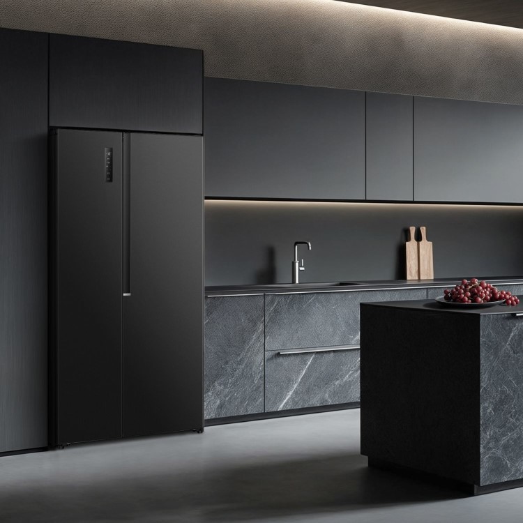 Fridgemaster 544 Litre Side-by-Side American Fridge Freezer - Black
