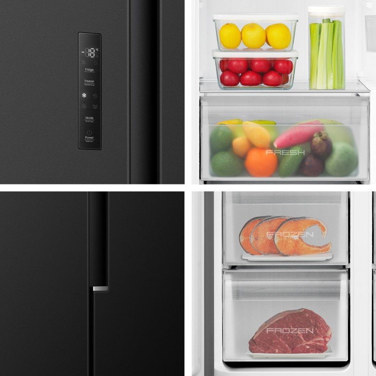 Fridgemaster 544 Litre Side-by-Side American Fridge Freezer - Black