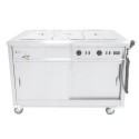 MSB12 Parry MSB12 Mobile Servery Unit And Hot Cupboard With 3 x 1/1 GN Bain Marie Top 1305mm Wide. UK Plug. Made In Britain