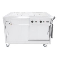 Parry MSB12 Mobile Servery Unit And Hot Cupboard With 3 x 1/1 GN Bain Marie Top 1305mm Wide. UK Plug. Made In Britain