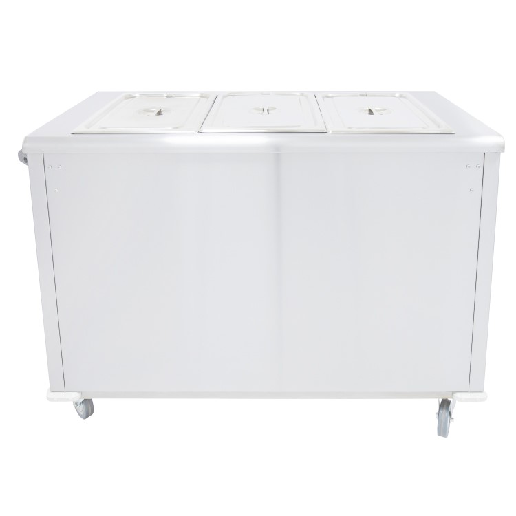 Parry MSB12 Mobile Servery Unit And Hot Cupboard With 3 x 1/1 GN Bain Marie Top 1305mm Wide. UK Plug. Made In Britain