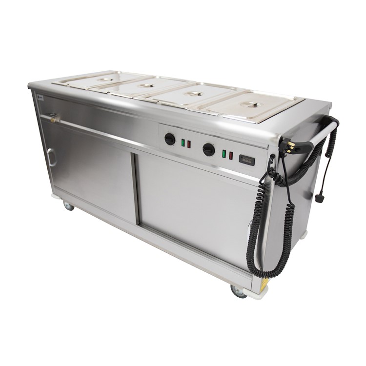 Parry MSB15 Mobile Servery Unit And Hot Cupboard With Bain Marie Top 1655mm Wide. UK Plug. Made In Britain
