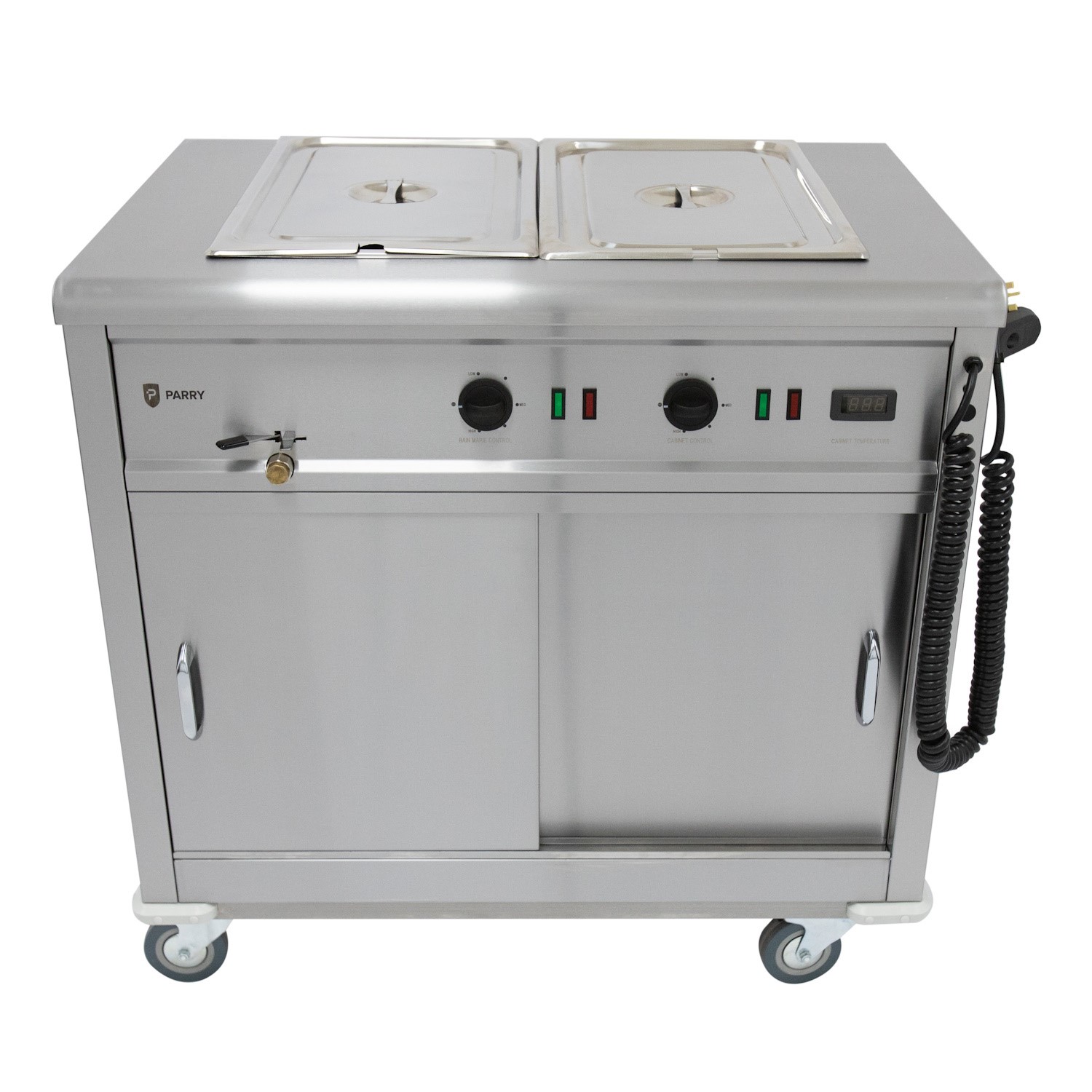 Parry Catering Equipment Parry Msb9 Professional Mobile 2 X 1/1 Gn Bain Marie Servery And Hot Cupboard 1005Mm Wide MSB9