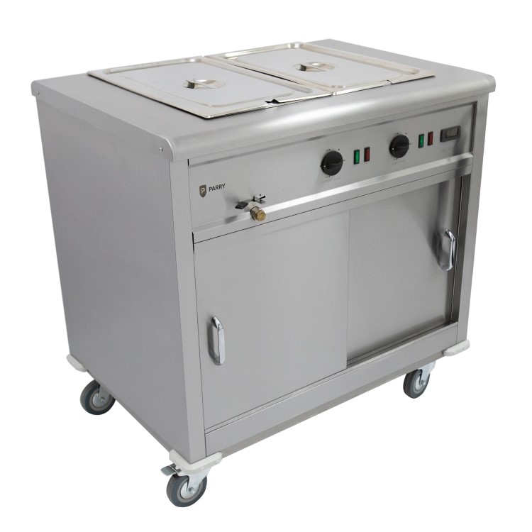 Parry MSB9 Mobile Bain Marie Servery And Hot Cupboard. 1005mm Wide. UK Plug. Made In Britain