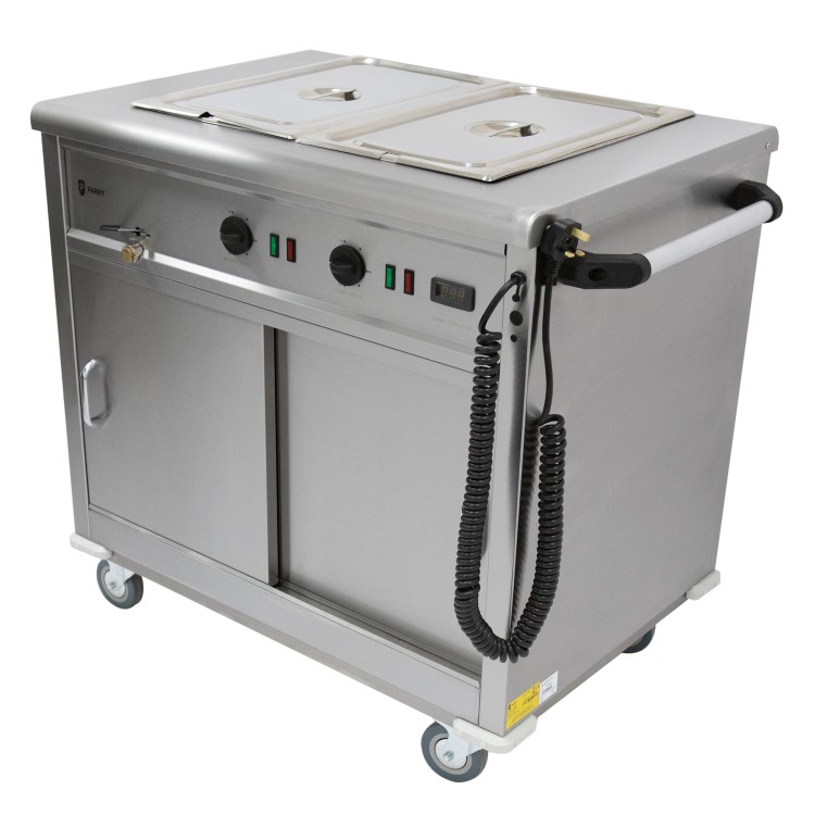 Parry MSB9 Mobile Bain Marie Servery And Hot Cupboard. 1005mm Wide. UK Plug. Made In Britain