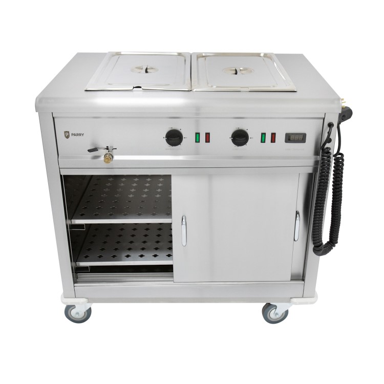 Parry MSB9 Mobile Bain Marie Servery And Hot Cupboard. 1005mm Wide. UK Plug. Made In Britain