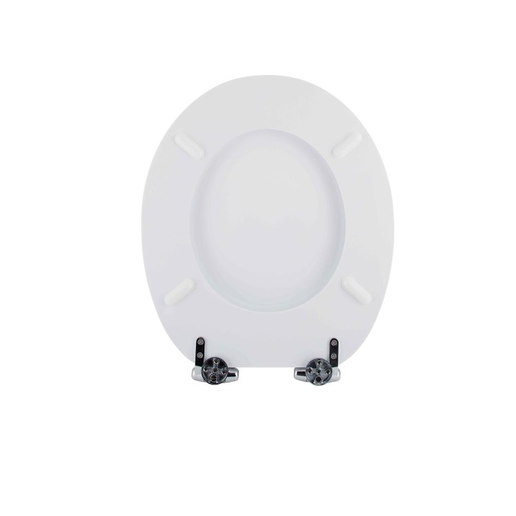 Standard Soft Close High Gloss White MDF Toilet Seat- Bottom Fix
