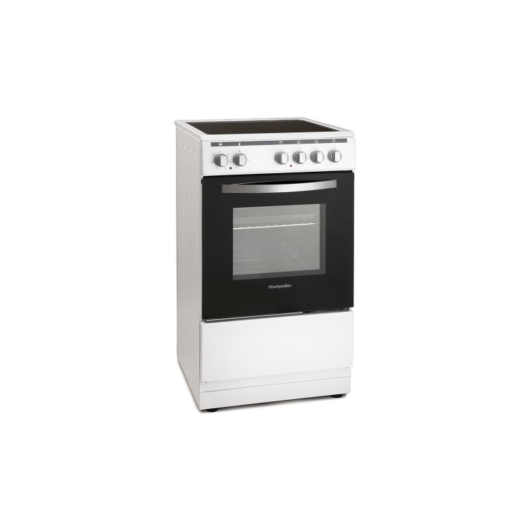 Montpellier MSC50W 50cm Ceramic Cooker White Single Cavity And 4 Zone Hob