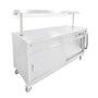 Parry MSF12G Mobile Flat Top Servery Counter And Hot Cupboard With Heated Overhead Gantry. 1305mm Wide. UK Plug. Made In Britain