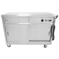 Parry MSF12 Mobile Flat Top Servery Counter And Hot Cupboard. 1305mm Wide. UK Plug. Made In Britain