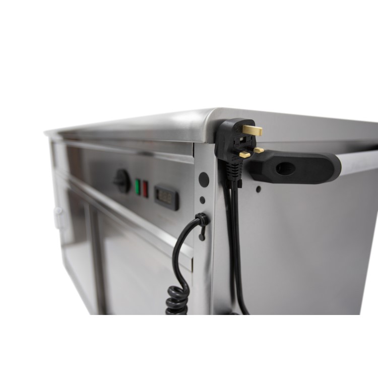 Parry MSF12 Mobile Flat Top Servery Counter And Hot Cupboard. 1305mm Wide. UK Plug. Made In Britain