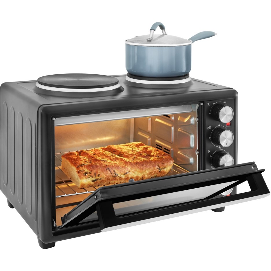 Beko MSH28B 28L Mini Oven with Twin Hobs Black Appliances Direct