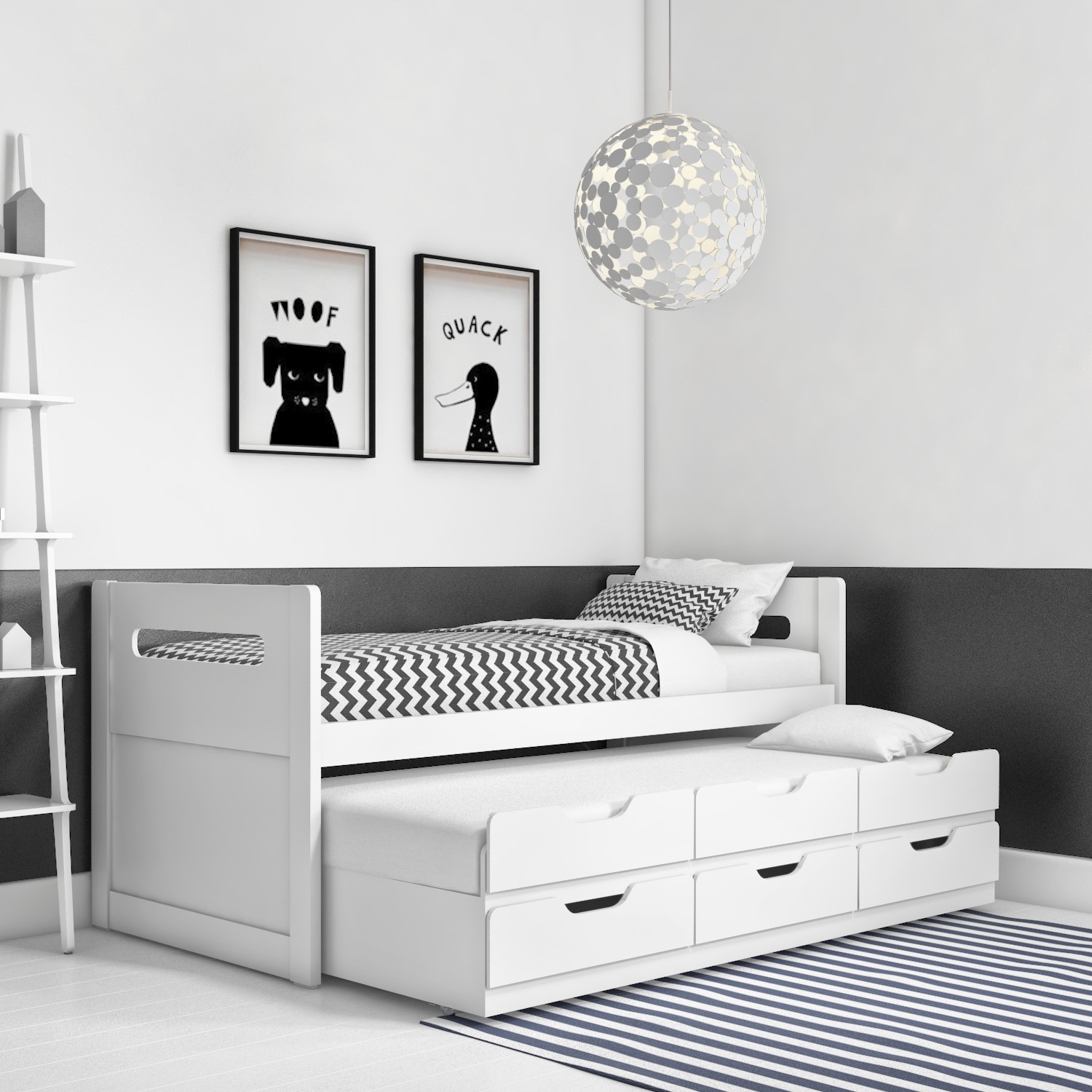 bed with trundle and storage drawers