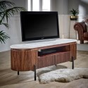 MT15 Large Mango Wood & Marble Top TV Stand With Storage - TV's up to 55" - Opal