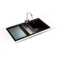 Franke MTG651-100LOXDP Mythos 1.5 Bowl Granite Sink And Tap Designer Pack in Onyx - LHD
