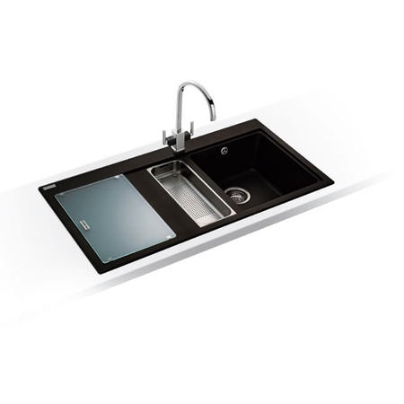Franke MTG651-100LOXDP Mythos 1.5 Bowl Granite Sink And Tap Designer Pack in Onyx - LHD