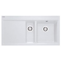 Franke MTG651-100LPW Mythos 1.5 Bowl Granite Sink with Left Hand Drainer in Polar White