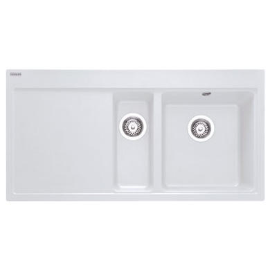 Franke MTG651-100LPW Mythos 1.5 Bowl Granite Sink with Left Hand Drainer in Polar White