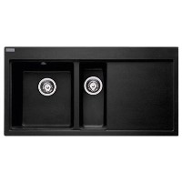 Franke MTG651-100ROX Mythos 1.5 Bowl Granite Sink with Right Hand Drainer in Onyx
