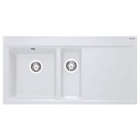 Franke MTG651-100RPW Mythos 1.5 Bowl Granite Sink with Right Hand Drainer in Polar White