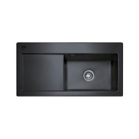 Franke MTK611LBK Mythos Single Bowl Ceramic Sink in Black with Left Hand Drainer