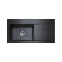Franke MTK611RBK Mythos Single Bowl Ceramic Sink in Black with Right Hand Drainer