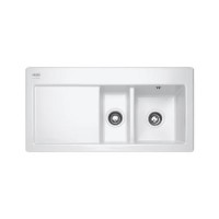 Franke MTK651LW Mythos 1.5 Bowl Ceramic Sink in White with Left Hand Drainer