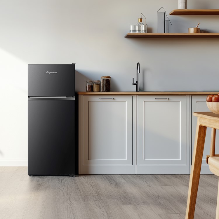 Fridgemaster 124 Litre 80/20 Top Mount Freestanding Fridge Freezer - Black