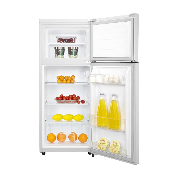GRADE A1 - Fridgemaster MTM48120R 118x55cm A-Plus Rated Top Mount Fridge Freezer - Red