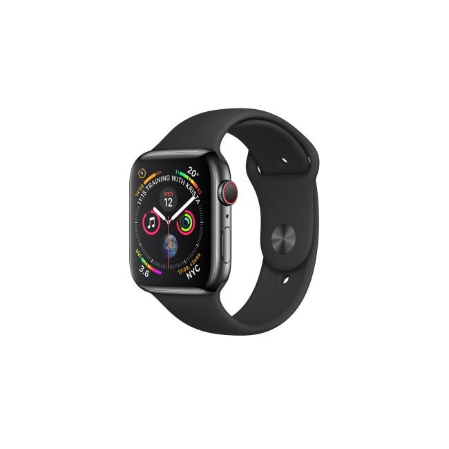 Apple Watch Series 4 GPS + Cellular 44mm Space Black Stainless Steel Case with Black Sport Band