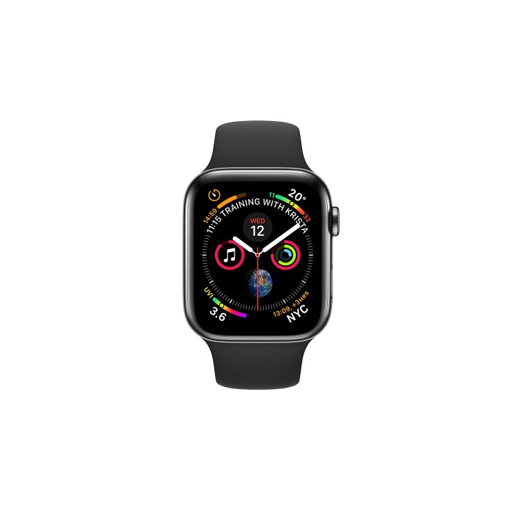 Apple Watch Series 4 GPS + Cellular 44mm Space Black Stainless Steel Case with Black Sport Band